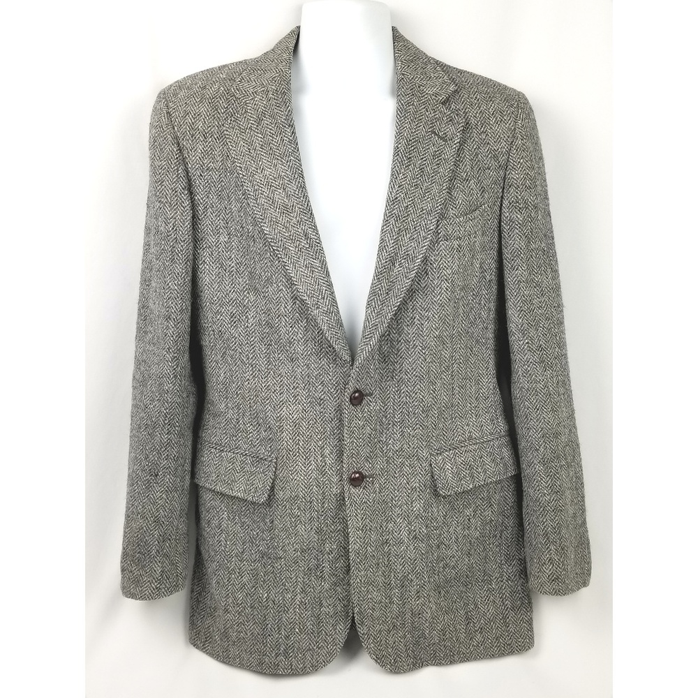 Mens Blazer Gray Herringbone Handwoven Coat 40